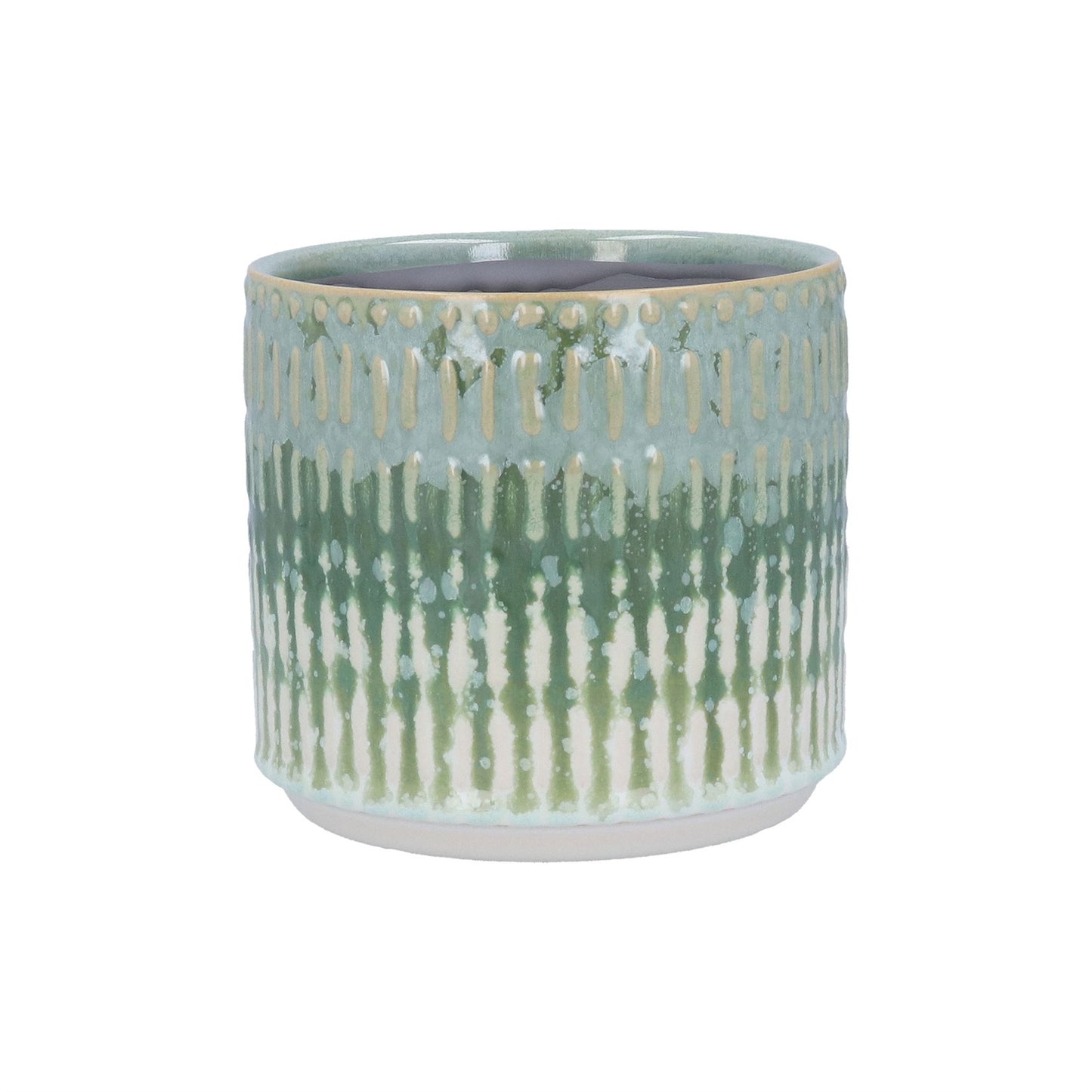 Gisela Graham brown and green pot cover - 9.5cm