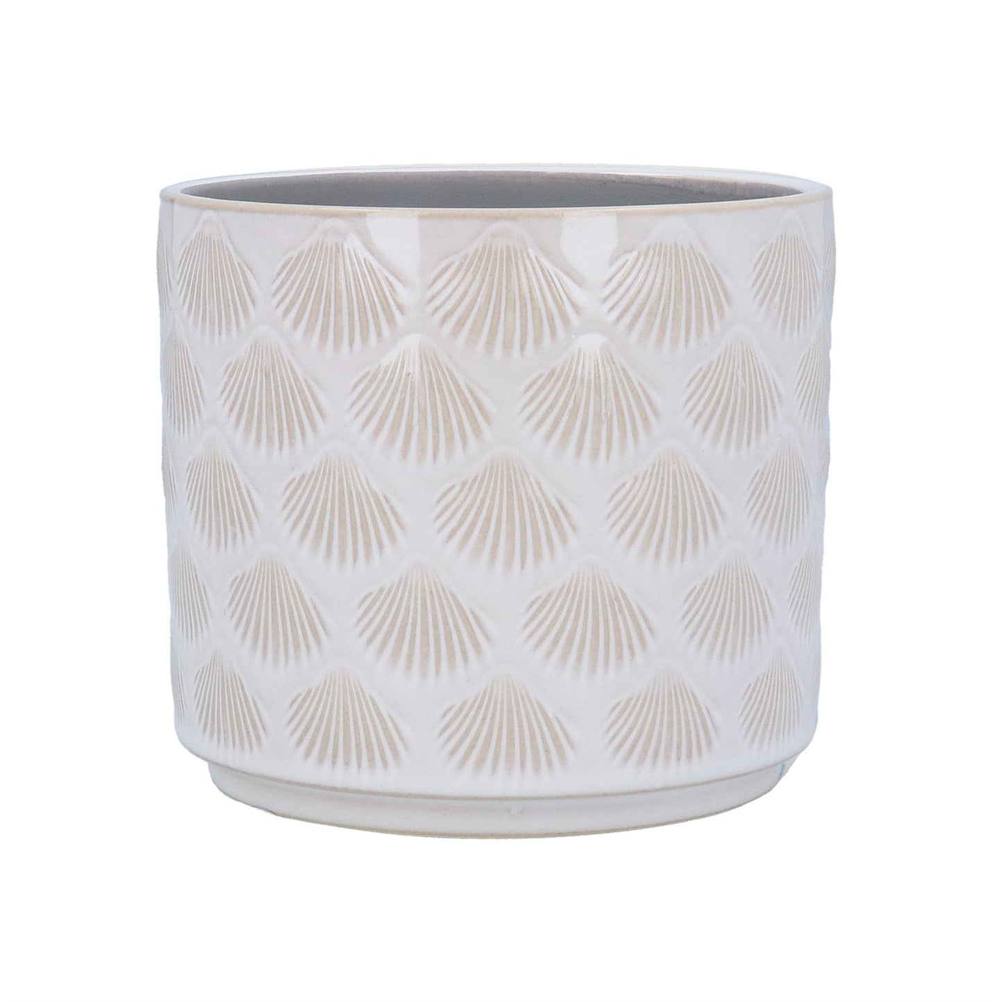 Gisela Graham white shell pot cover - 17cm