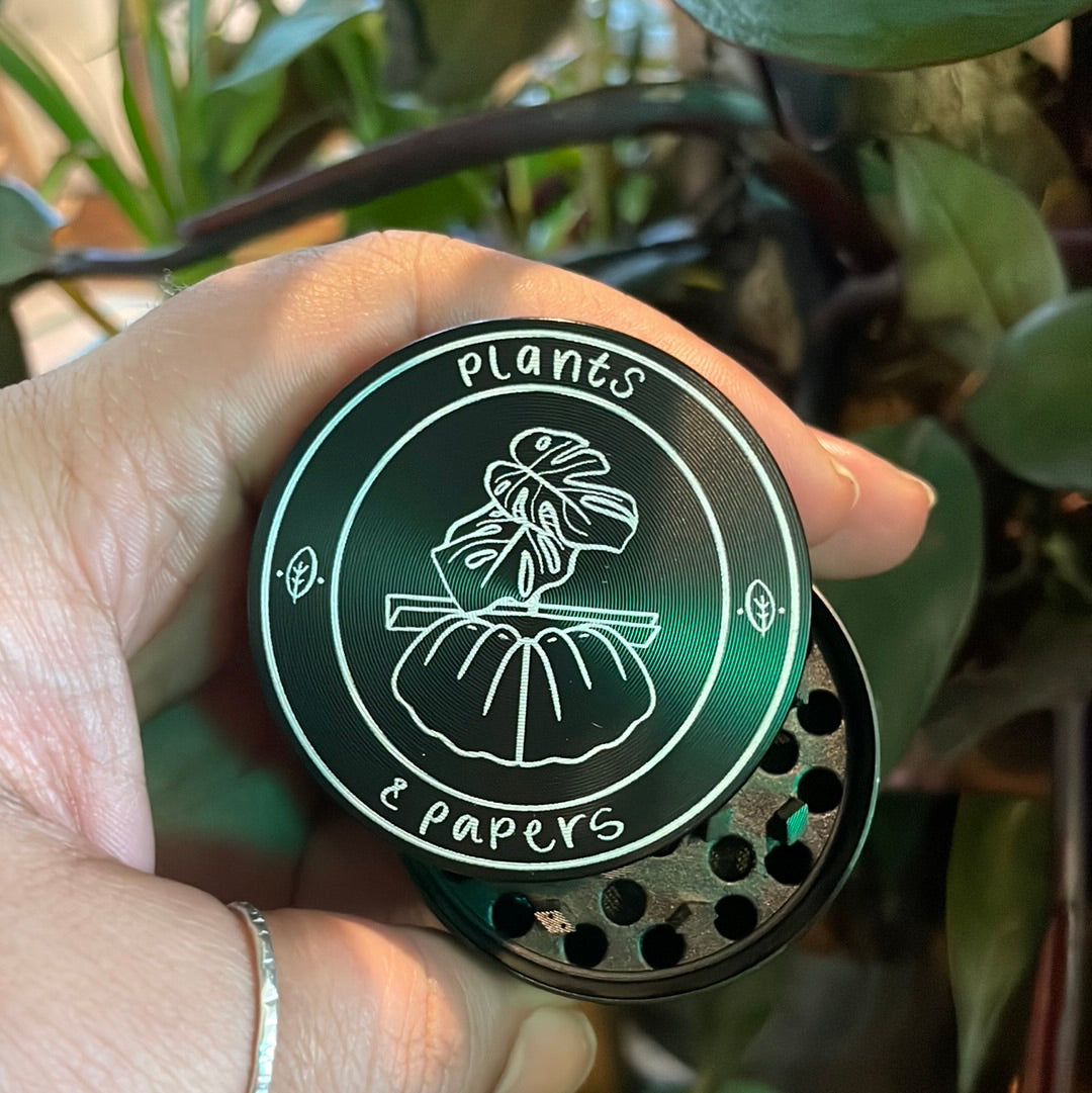Plants & Papers Black Small Logo Grinder