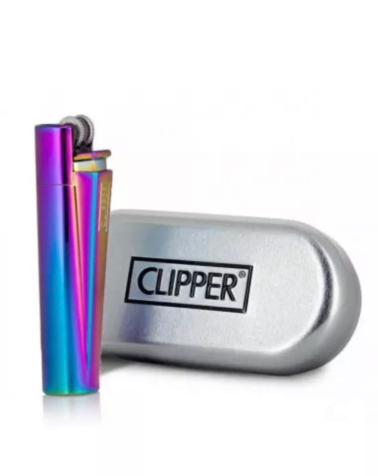 Rainbow Metal Clipper Lighter and Case