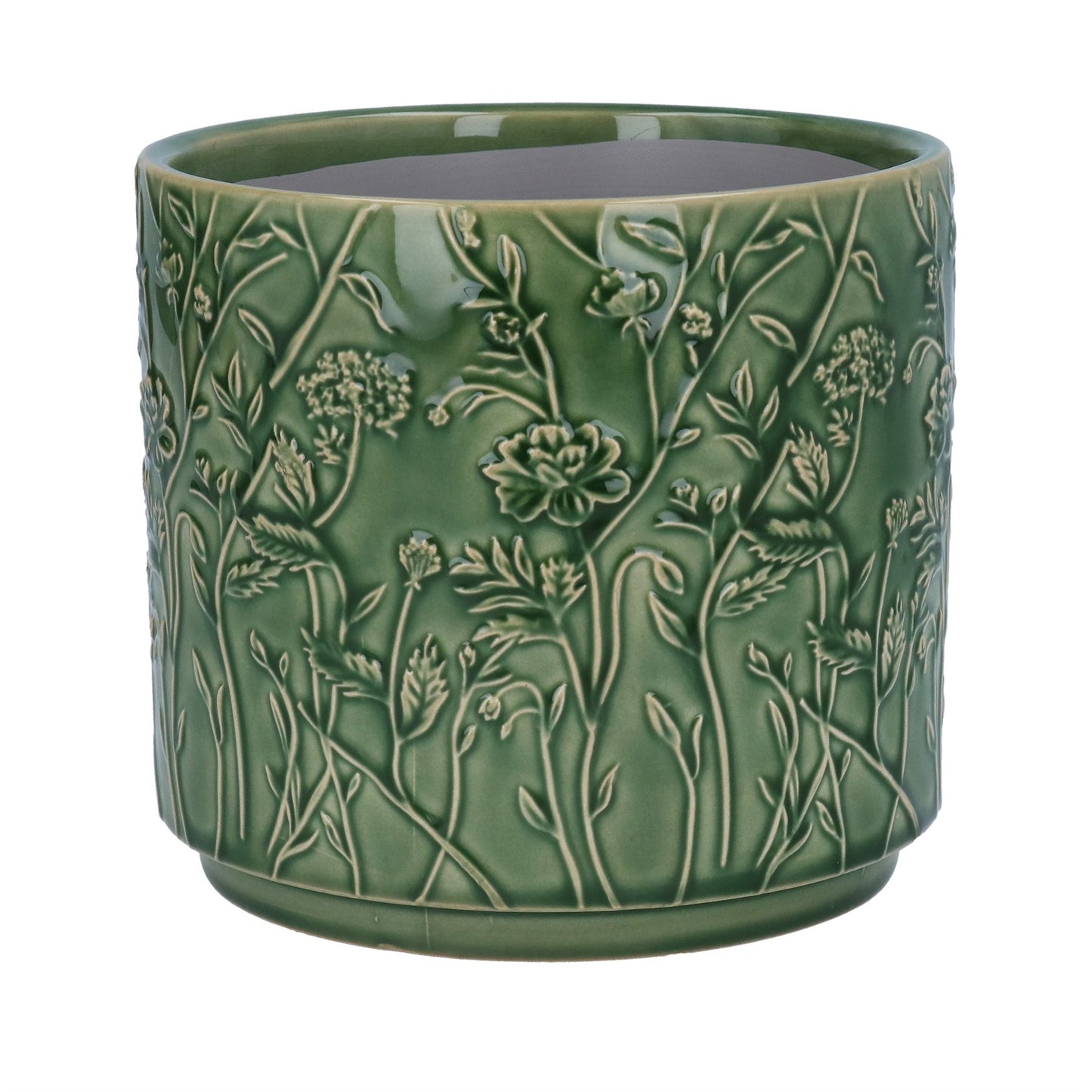Gisela Graham green wildflower pot cover - 17cm