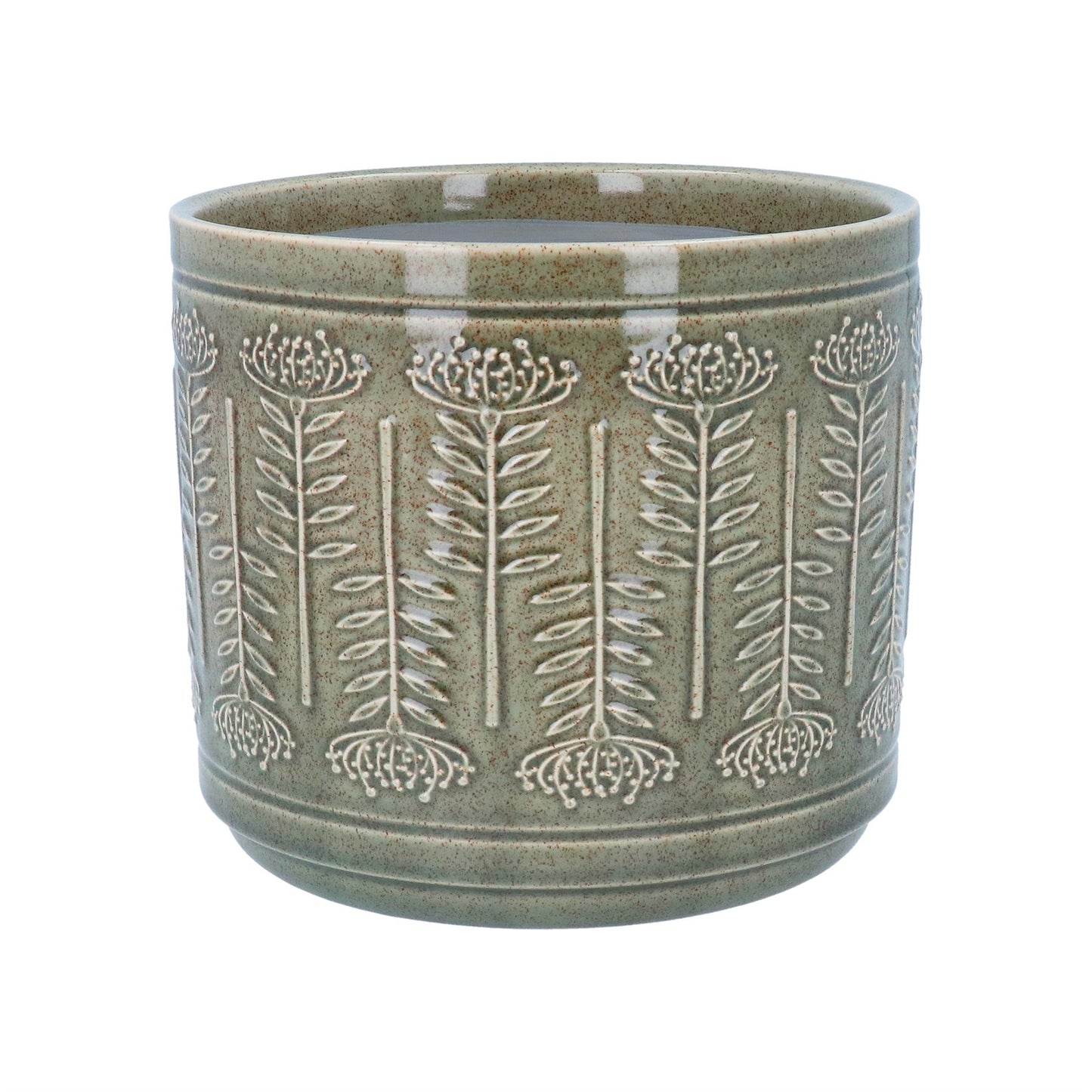 Stoneware Pot Cover 17cm - Dark Sage Rudbeckia