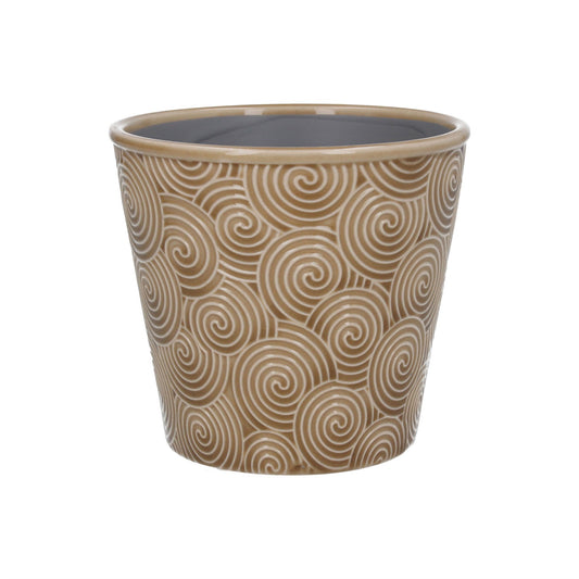 Ceramic Pot Cover - Sand Spiral 14cm