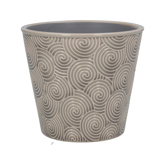 Ceramic Pot Cover - Grey Spiral 14cm