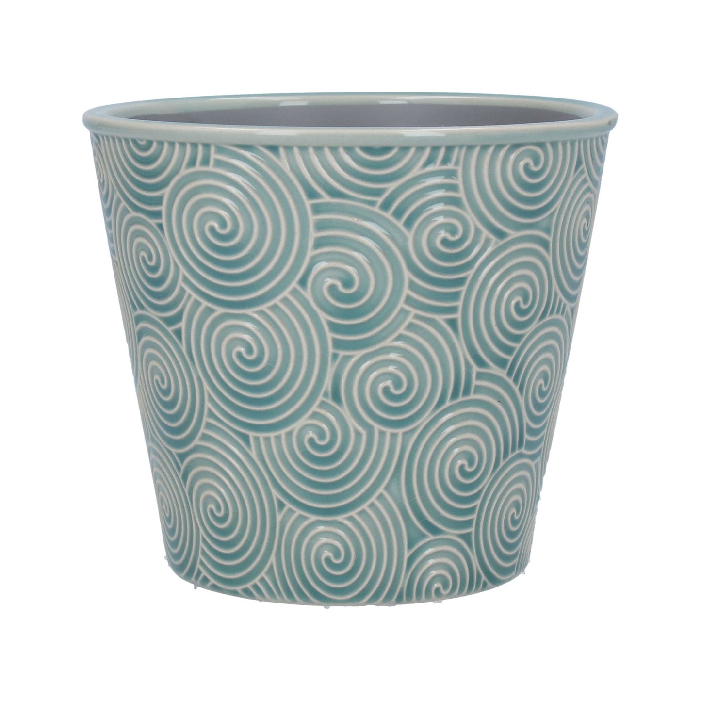 Ceramic Pot Cover - Blue Spiral 14cm