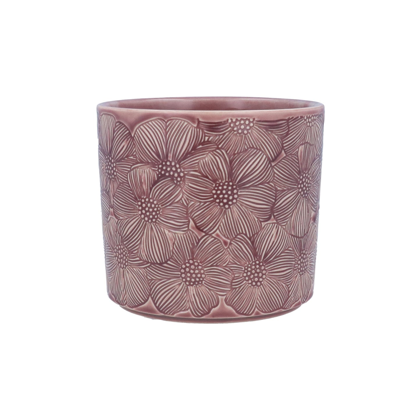 Stoneware Pot Cover - Dusky Pink Cosmos, 14cm