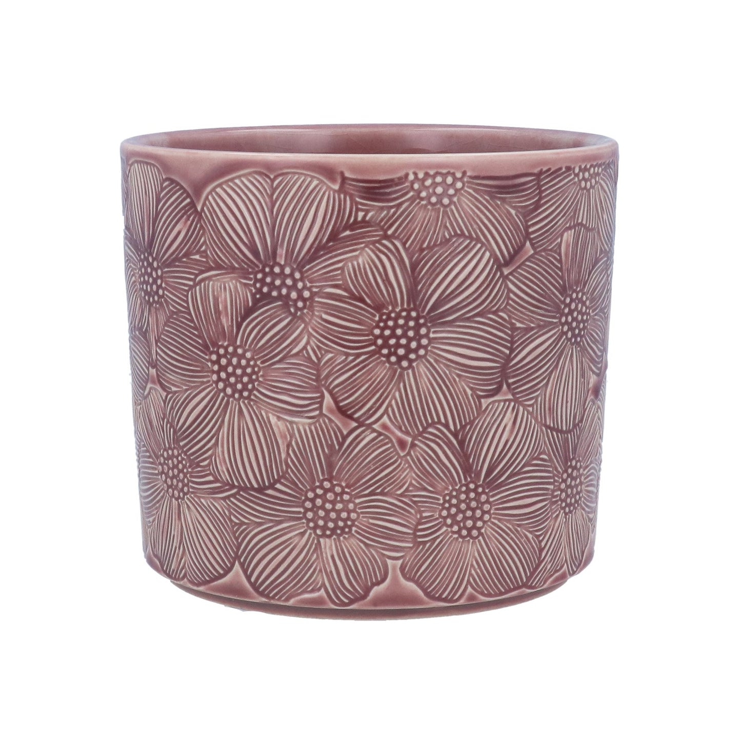 Stoneware Pot Cover - Dusky Pink Cosmos, 17cm