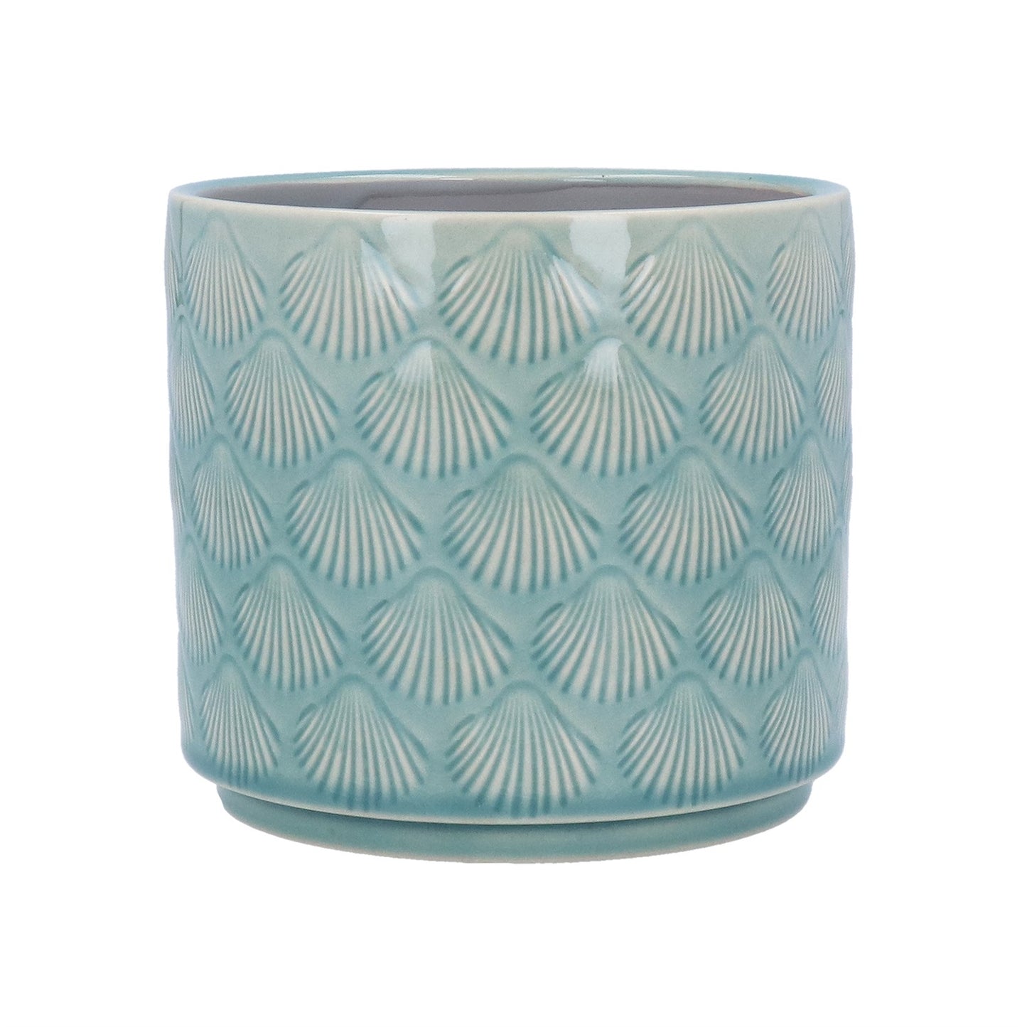 Gisela Graham blue/green shell pot cover - 17cm