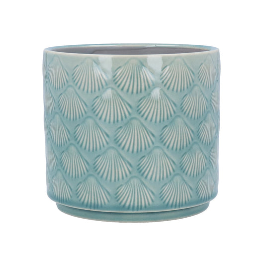 Gisela Graham blue/green shell pot cover - 17cm