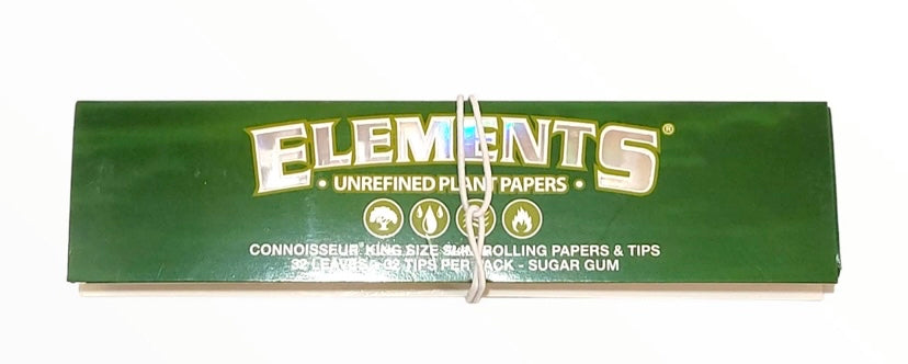 Elements Green King Size Slim Rolling Papers with Tips