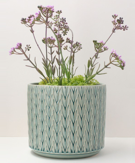 Ceramic Pot Cover 17cm - Blue Staghorn