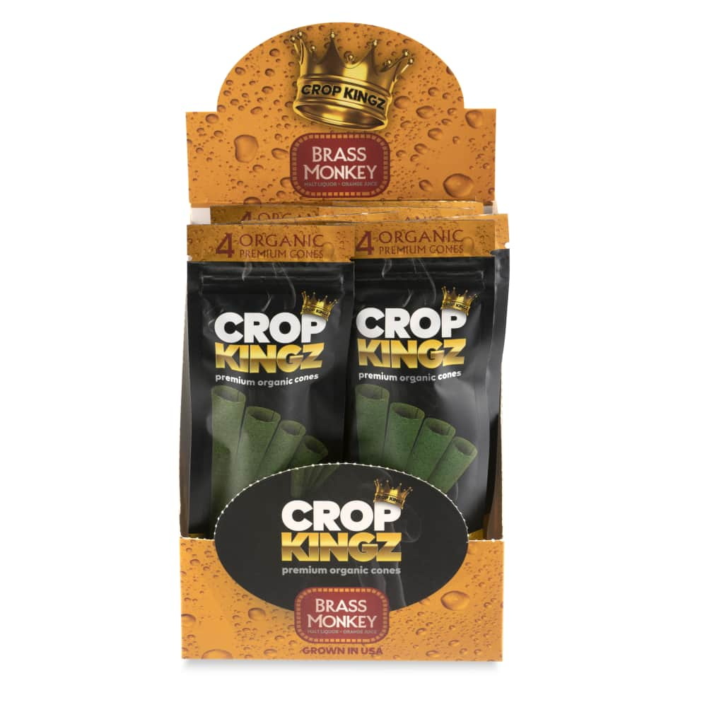 Premium Crop Kingz Pre-Rolled 1 ¼ Cone 4 Pack - Brass Monkey (Malt Liquor & Orange Liquor)