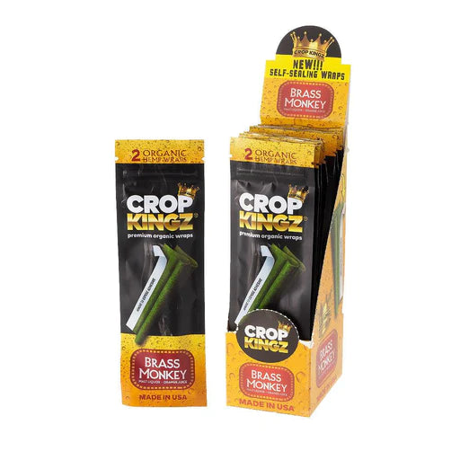 Premium Crop Kingz Hemp Blunt Wraps 2 Pack - Brass Monkey (Malt Liquor & Orange)