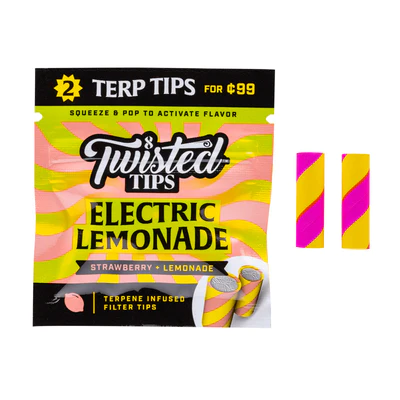 Twisted Hemp Terpene flavoured Filter Tips - Electric Lemonade (Strawberry & Lemonade)