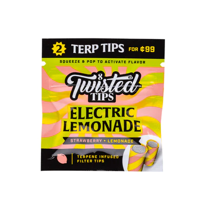 Twisted Hemp Terpene flavoured Filter Tips - Electric Lemonade (Strawberry & Lemonade)