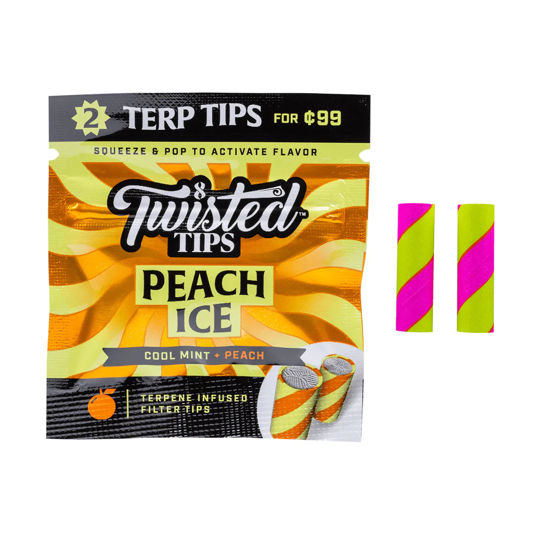 Twisted Hemp Terpene flavoured Filter Tips - Peach Ice (Cool mint & Peach)