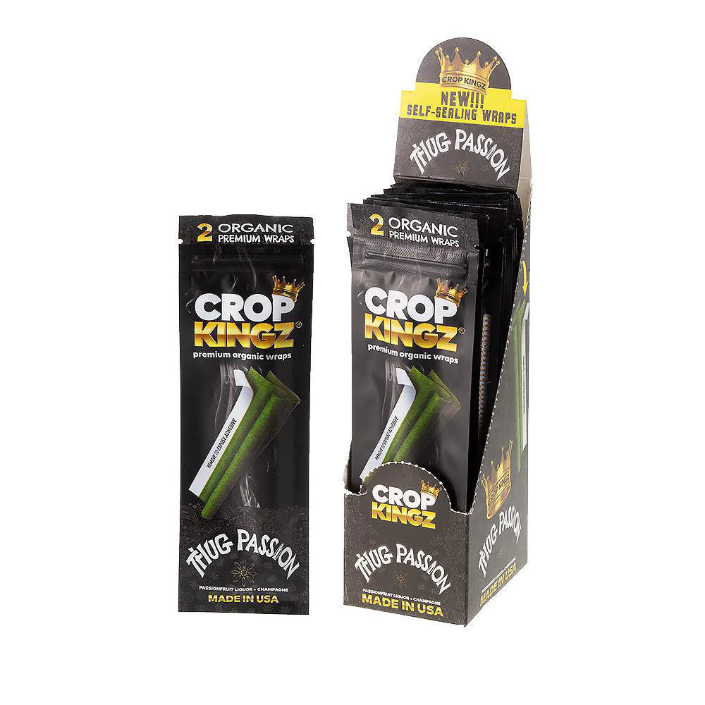 Premium Crop Kingz Hemp Blunt Wraps 2 Pack - Thug Passion (Passionfruit Liquor & Champagne)